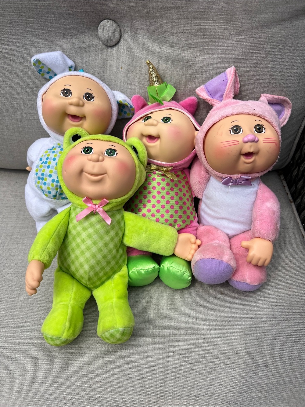 Lot of 4 Cabbage Patch Kids Cuties Plush Dolls – Frog, Bunny, Unicorn and Bunny
